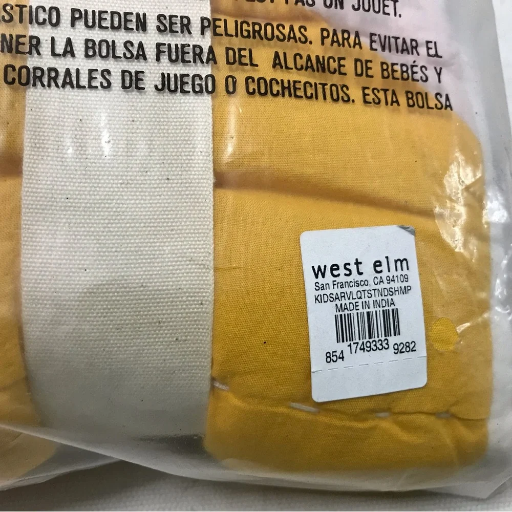 West Elm Kids Standard Pillow Sham Quilted 26 x 20” Yellow Pink Multicolor New